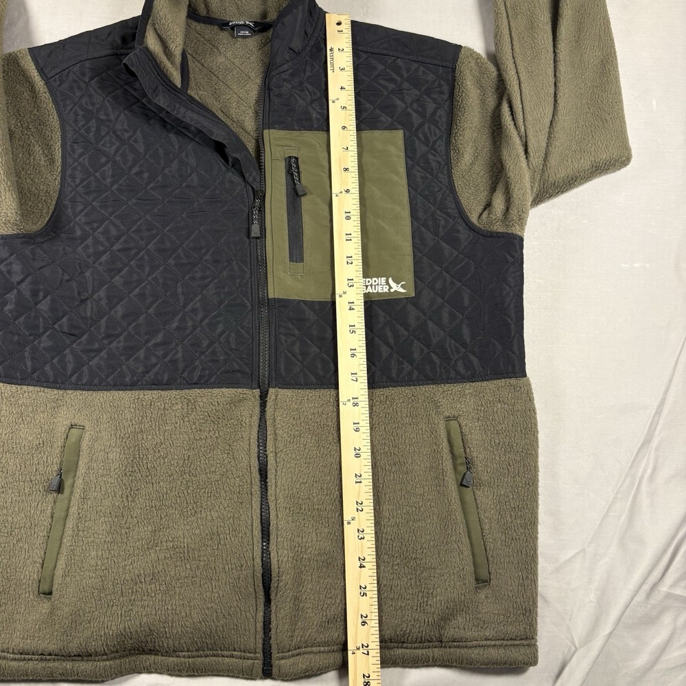 Eddie Bauer Mixed Media Fleece Jacket Mens Medium Multi Quilted Detail Full Zip - Picture 11 of 13